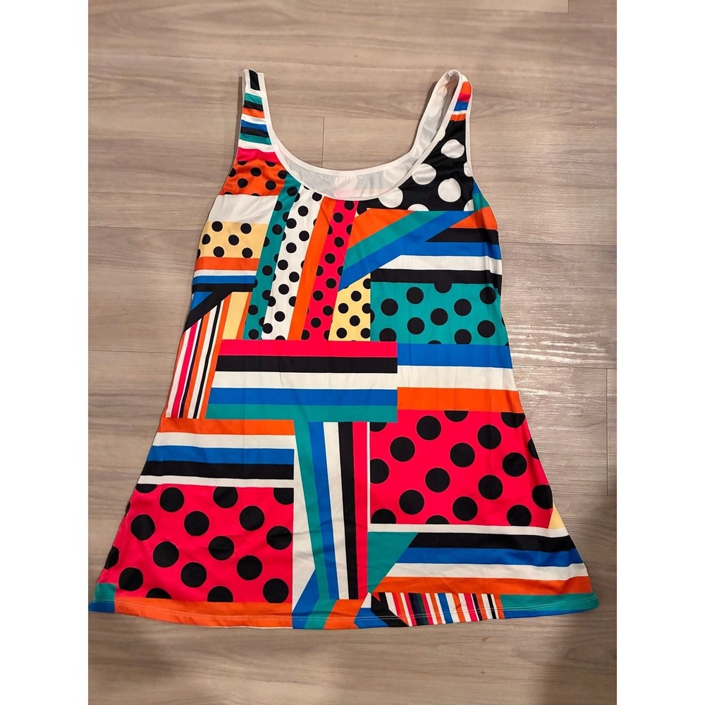 Plus Size Geometric Polka Dot Colorful Print Tank Top 1XL